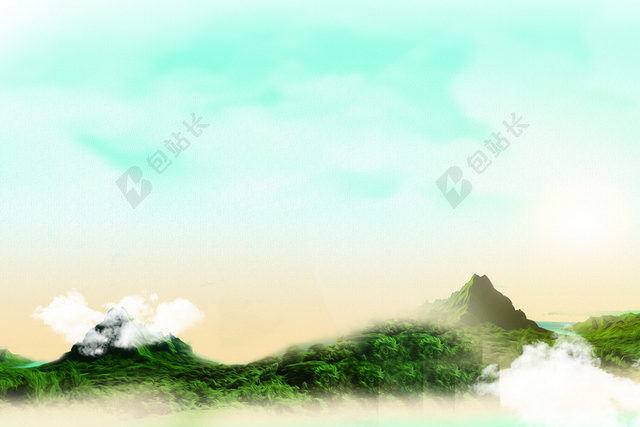 蓝色天空绿色大地夏令营背景图