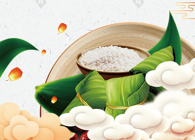 水彩简约五月初五端午节促销宣传活动海报背景