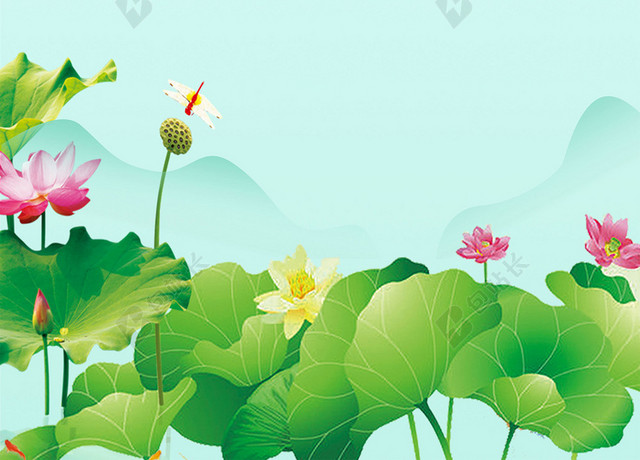 绿色小清新立夏背景素材
