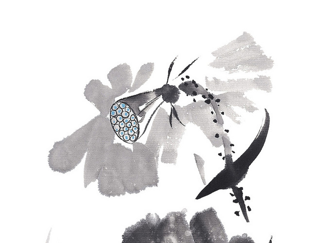 水墨荷花国画