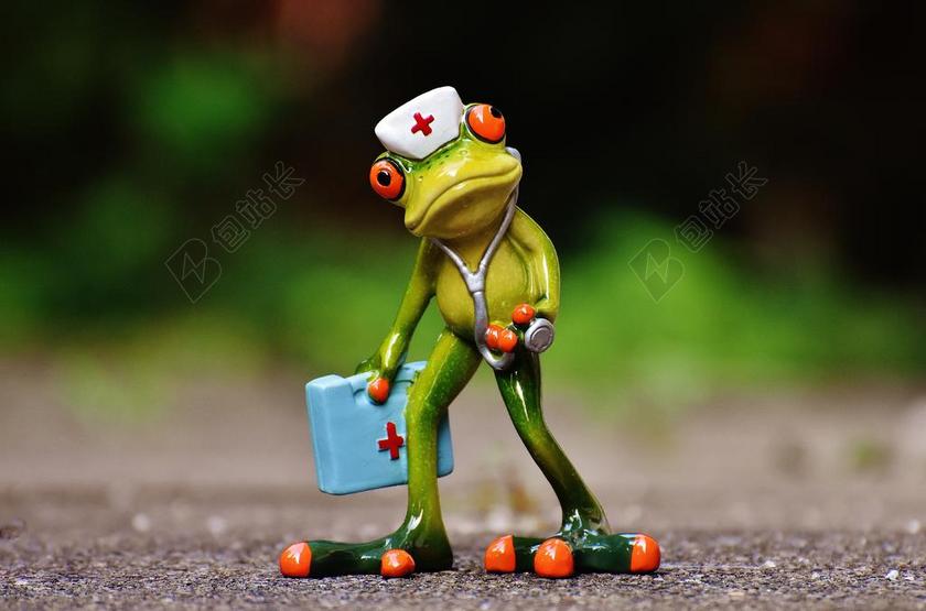 绿色玩具可爱医生青蛙玩具背景图片