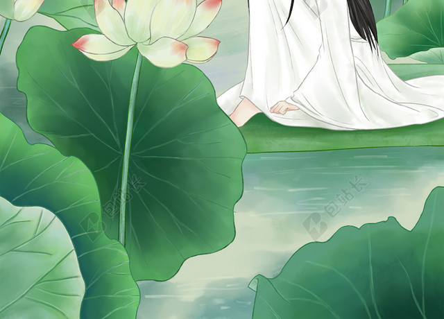 绿色中国风立夏背景素材