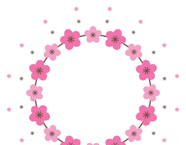 唯美花环日本樱花花朵花瓣花卉清新矢量元素