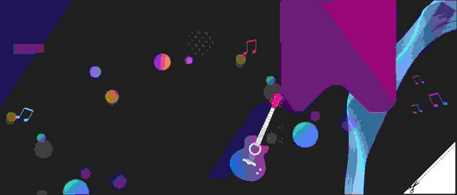 彩色手提琴音乐节入场券门票黑色背景海报