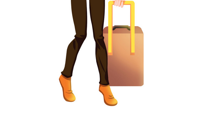 女孩行李旅游插画人物素材