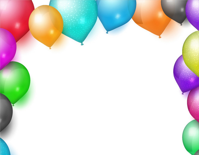 生日立体彩色边框气球派对矢量素材