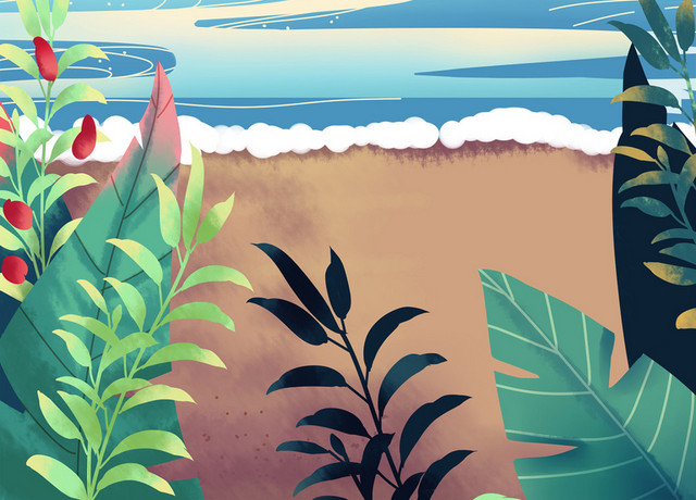 大自然海滩插画素材