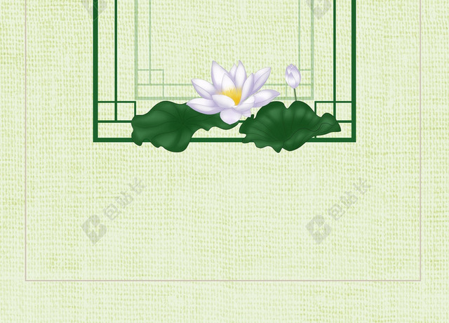 卡通白色荷花夏天立夏二十四节气绿色背景海报