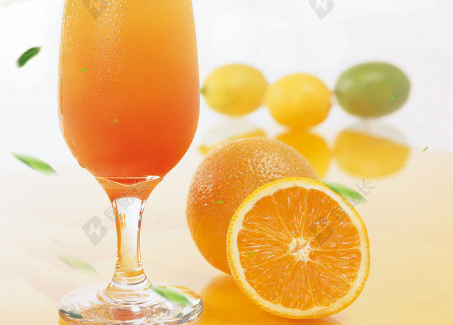 清新橙子橙汁夏天水果茶饮品促销海报背景