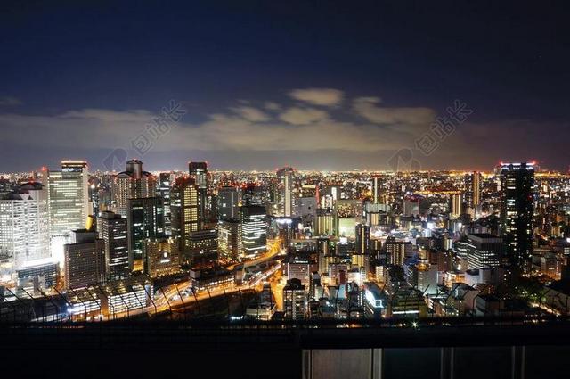旅游自然大阪城市夜景背景图片