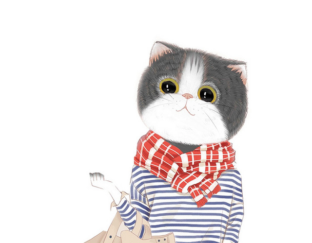 时尚猫咪模特服饰衣服素材