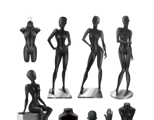 女生裸体模特造型衣架子PNG素材