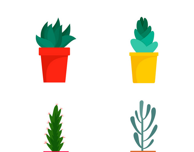 卡通盆栽植物绿植