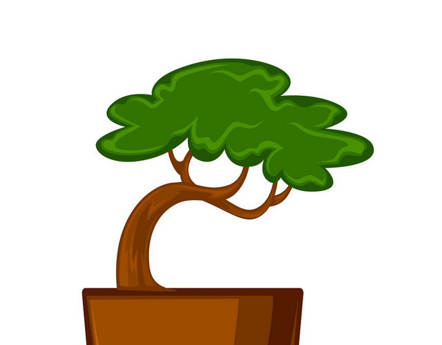 卡通植物松树盆景