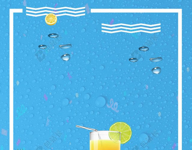 蓝色水珠水果饮料夏天夏日促销海报背景
