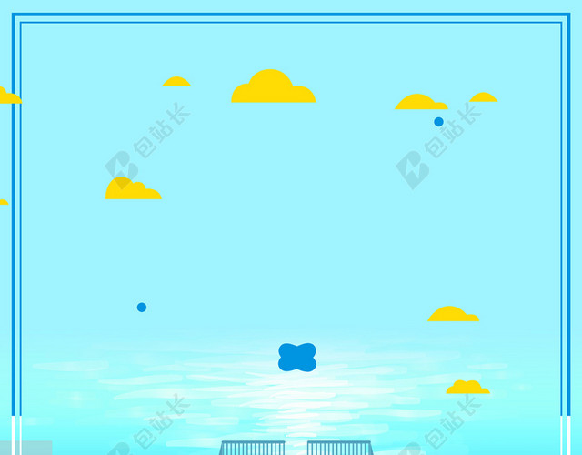 蓝色夏日清新儿童卡通水上乐园海报背景
