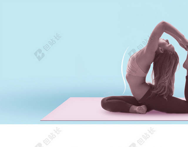完美苗条女人健身房健身名片蓝色背景海报