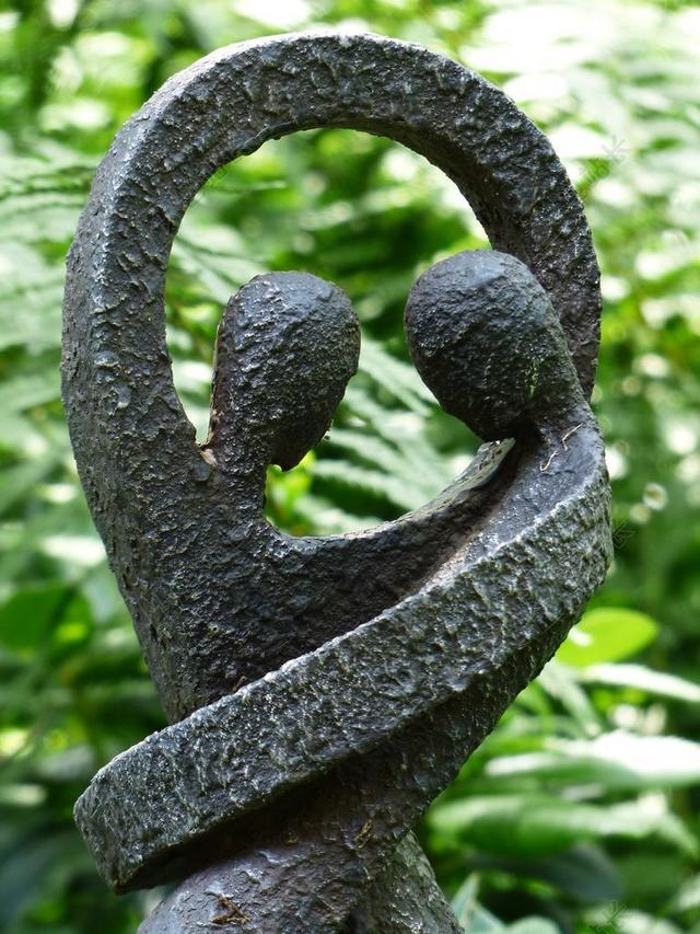 对 恋人 欢聚 一起 两个 同舟共济 数字 花园俑 雕塑