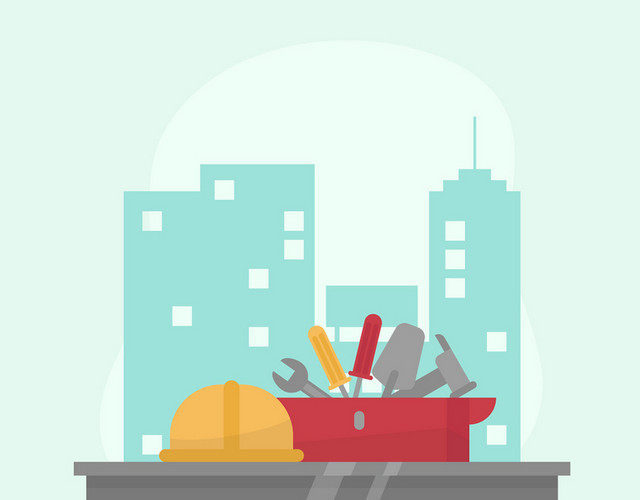 卡通建筑装修工具