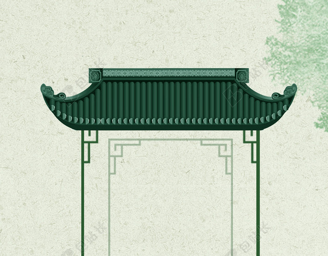 简约古建筑房檐立夏二十四节气传统节日海报背景