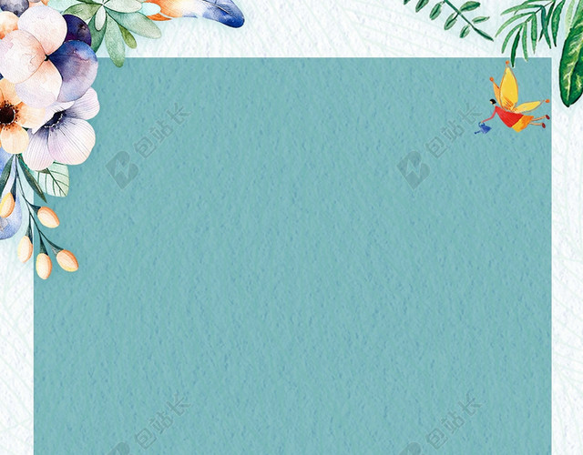 蓝色花朵简约小清新夏季女装促销海报背景