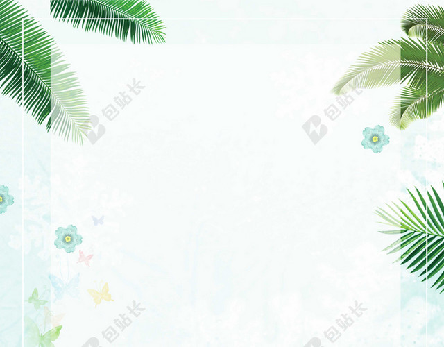 绿色树叶小清新简约夏季女装促销海报设计背景