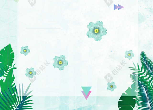 绿色树叶小清新简约夏季女装促销海报设计背景