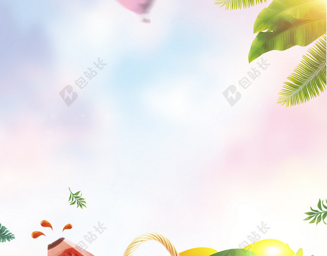 绿色清新西瓜水果海报背景