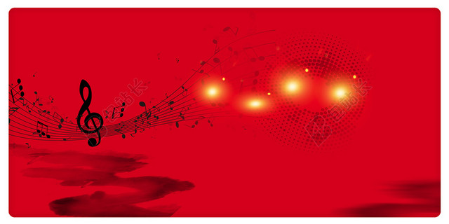 简约红色音符水墨画音乐节创意海报背景