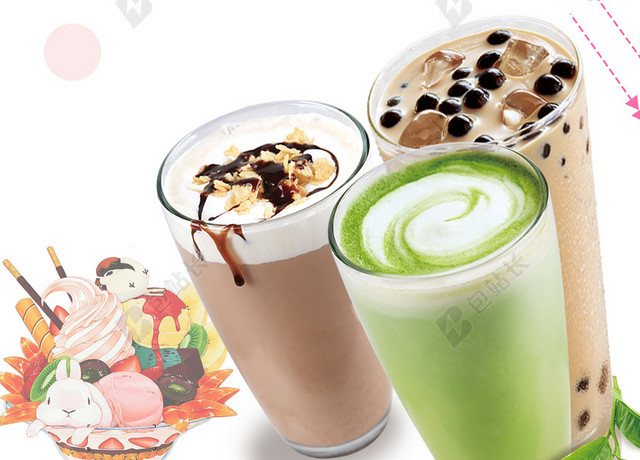 夏日饮料饮品奶茶背景素材
