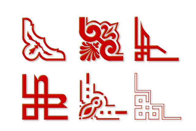 中国风古风古典花纹边框新年红色边框边角素材