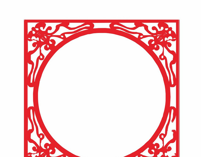 中国风红色方形古典边框素材