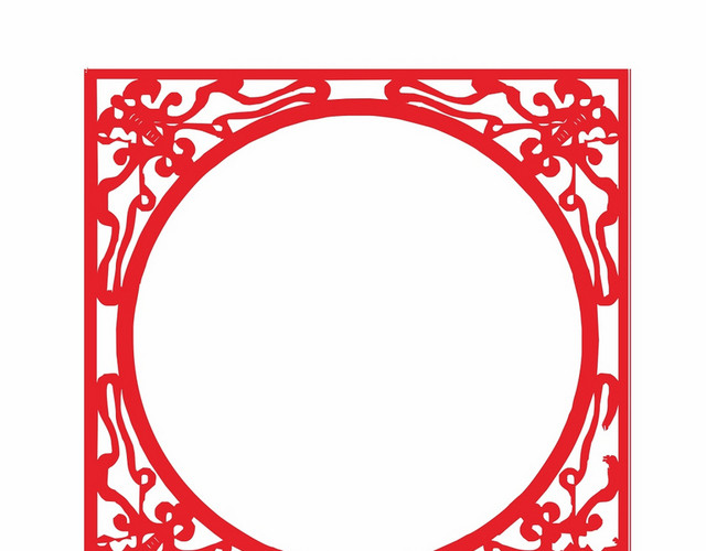 中国风红色方形古典边框素材