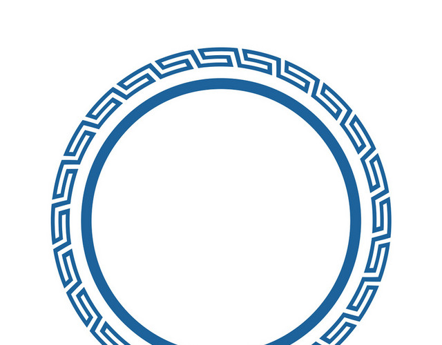蓝色中国风圆形古典角框素材