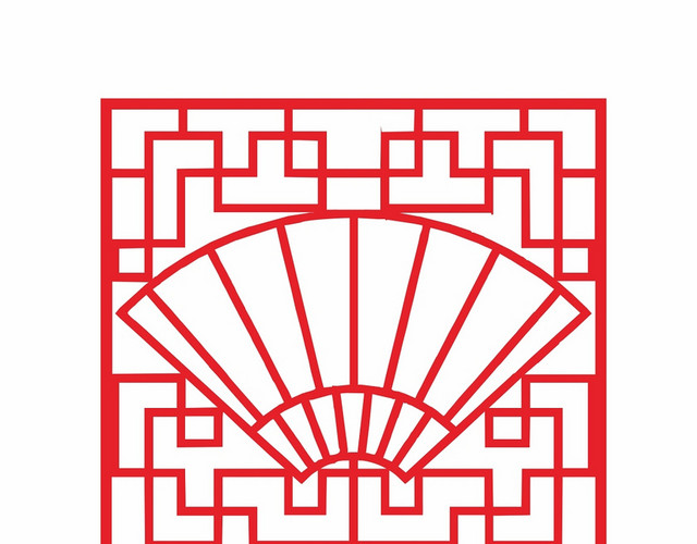 中国风古典扇形花纹边框素材