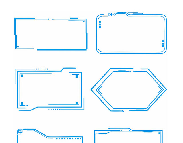 蓝色几何霓虹灯边框素材