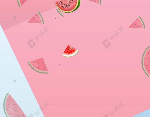 夏季夏日水果手绘拼接海报背景素材