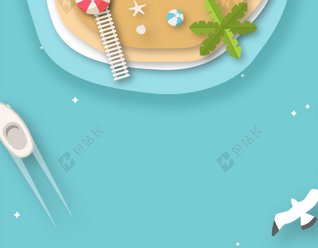 清凉夏日蓝色手绘海报背景素材