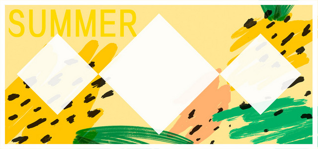 黄色小清新涂鸦夏天夏季BANNER背景模板
