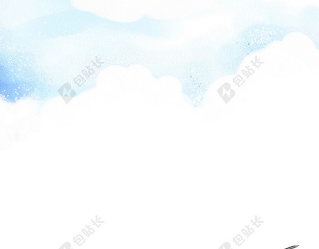手绘蓝天白云动物清新沙滩风景漂流夏天海报背景