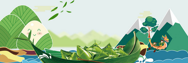 清新绿色淘宝天猫端午BANNER背景