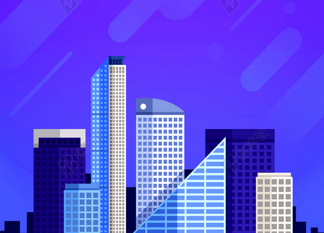 房产中介买房租房炫彩楼房渐变紫色背景海报