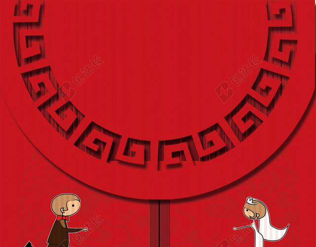 红色简约婚庆公司结婚婚礼迎宾背景