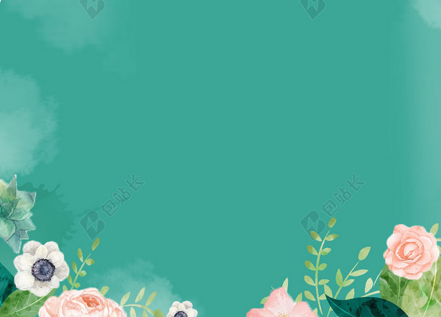 高端大气薄荷绿爱心母亲节背景