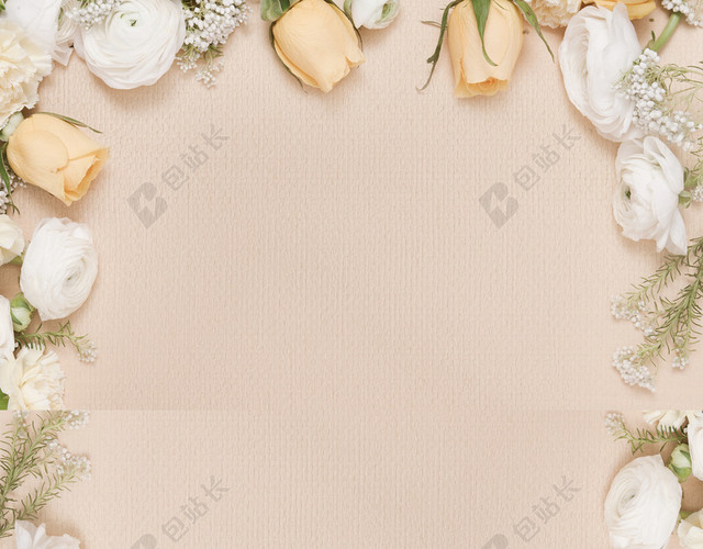 植物花粉色婚礼婚宴结婚请柬邀请函背景图