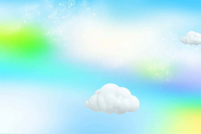天空蓝天白云蓝色手绘素材