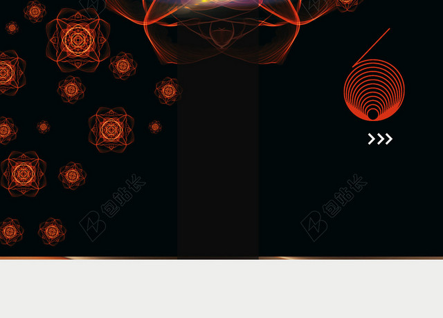 简约手绘流光花朵房地产开盘宣传黑色海报背景