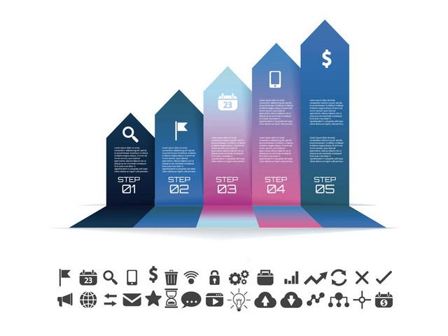 PPT箭头PPT课件图标图表矢量素材