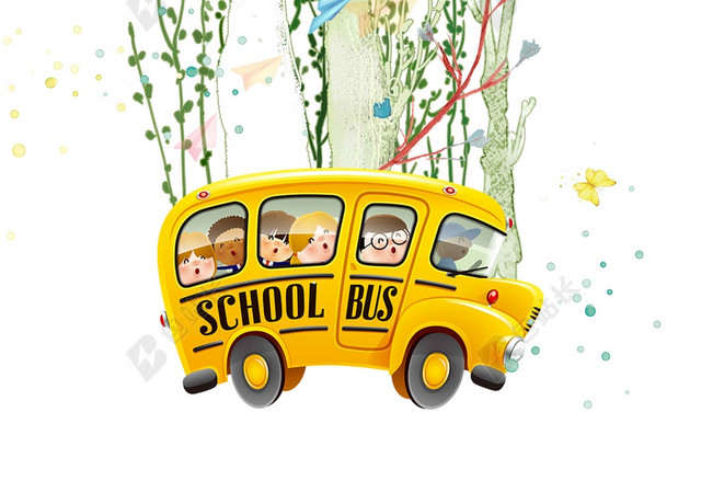 白色星光汽车树木手绘幼儿园招生培训卡通儿童海报背景