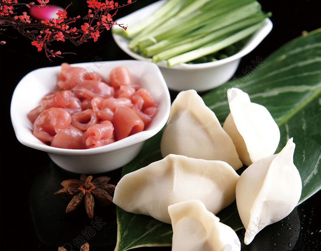 黑色商务简约饺子美食宣传海报背景
